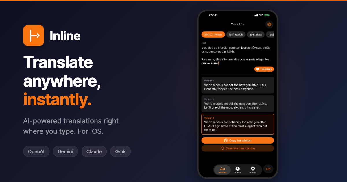 Inline — AI text assistant for iPhone & Mac